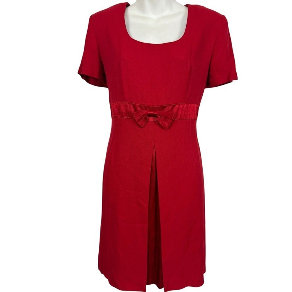 Scarlett Womens Vintage 90s Y2K Red Babydoll Satin Trim Kick Pleat Dress sz 8